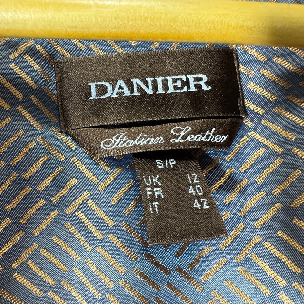 Y2K Danier Brown Leather Utility Jacket Snap Front Stand Collar Size Small - Picture 10 of 16
